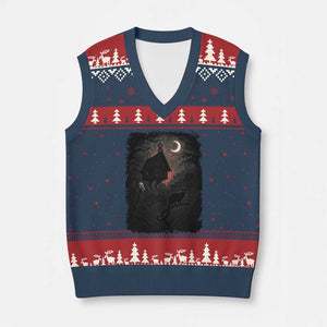 Baba Yaga House V-Neck Knit Sweater Vest Gothic Slavic Folklore Russia Fairy Tale TS10 Navy Red Print Your Wear