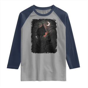 Baba Yaga House Raglan Shirt Gothic Slavic Folklore Russia Fairy Tale TS10 Sport Gray Navy Print Your Wear