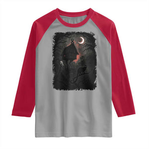 Baba Yaga House Raglan Shirt Gothic Slavic Folklore Russia Fairy Tale TS10 Sport Gray Red Print Your Wear