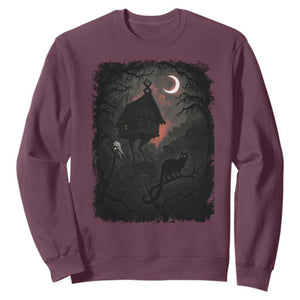 Baba Yaga House Sweatshirt Gothic Slavic Folklore Russia Fairy Tale TS10 Maroon Print Your Wear