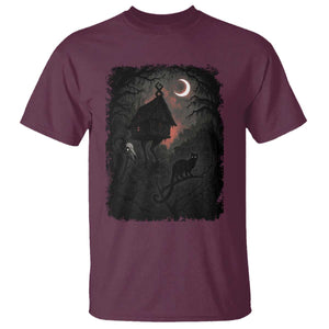 Baba Yaga House T Shirt Gothic Slavic Folklore Russia Fairy Tale TS10 Maroon Print Your Wear