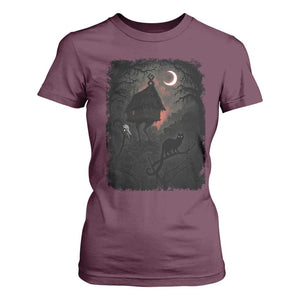 Baba Yaga House T Shirt For Women Gothic Slavic Folklore Russia Fairy Tale TS10 Maroon Print Your Wear