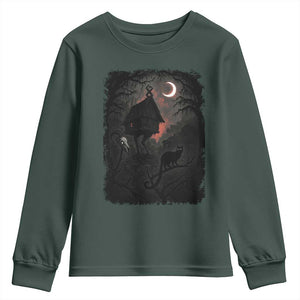 Baba Yaga House Youth Sweatshirt Gothic Slavic Folklore Russia Fairy Tale TS10 Dark Forest Green Print Your Wear
