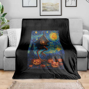 Baba Yaga House Throw Blanket Starry Night Van Gogh Slavic Folklore Russia Fairy Tale TS10 Print Your Wear