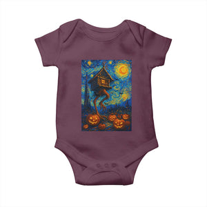 Baba Yaga House Baby Onesie Starry Night Van Gogh Slavic Folklore Russia Fairy Tale TS10 Maroon Print Your Wear