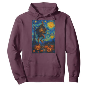 Baba Yaga House Hoodie Starry Night Van Gogh Slavic Folklore Russia Fairy Tale TS10 Maroon Print Your Wear