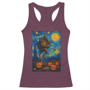 Baba Yaga House Racerback Tank Top Starry Night Van Gogh Slavic Folklore Russia Fairy Tale TS10 Maroon Print Your Wear