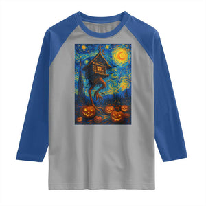 Baba Yaga House Raglan Shirt Starry Night Van Gogh Slavic Folklore Russia Fairy Tale TS10 Sport Gray Royal Print Your Wear
