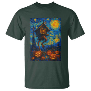 Baba Yaga House T Shirt Starry Night Van Gogh Slavic Folklore Russia Fairy Tale TS10 Dark Forest Green Print Your Wear