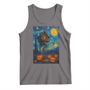 Baba Yaga House Tank Top Starry Night Van Gogh Slavic Folklore Russia Fairy Tale TS10 Deep Heather Print Your Wear