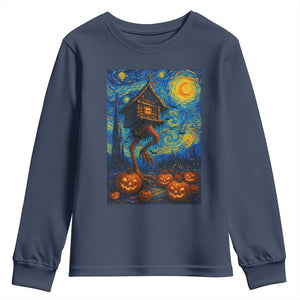 Baba Yaga House Youth Sweatshirt Starry Night Van Gogh Slavic Folklore Russia Fairy Tale TS10 Navy Print Your Wear