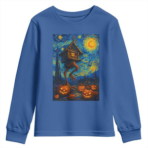 Baba Yaga House Youth Sweatshirt Starry Night Van Gogh Slavic Folklore Russia Fairy Tale TS10 Royal Blue Print Your Wear