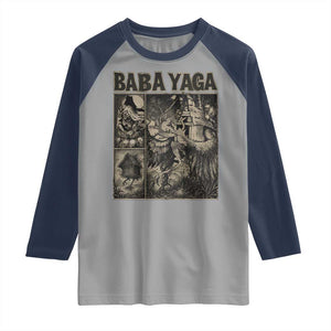 Baba Yaga House Raglan Shirt Slavic Folklore Russia Fairy Tale Horror Fans TS10 Sport Gray Navy Print Your Wear