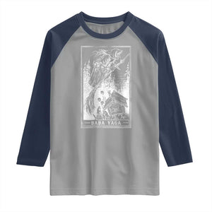 Baba Yaga House Tarot Card Raglan Shirt Botanical Slavic Folklore Pagan Witchy TS10 Sport Gray Navy Print Your Wear