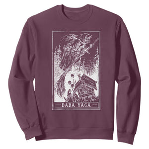 Baba Yaga House Tarot Card Sweatshirt Botanical Slavic Folklore Pagan Witchy TS10 Maroon Print Your Wear