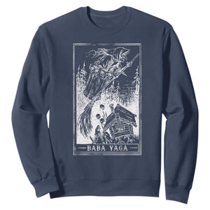 Baba Yaga House Tarot Card Sweatshirt Botanical Slavic Folklore Pagan Witchy TS10 Navy Print Your Wear