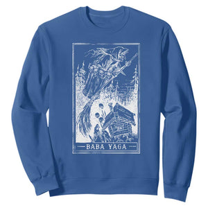 Baba Yaga House Tarot Card Sweatshirt Botanical Slavic Folklore Pagan Witchy TS10 Royal Blue Print Your Wear