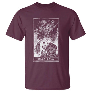 Baba Yaga House Tarot Card T Shirt Botanical Slavic Folklore Pagan Witchy TS10 Maroon Print Your Wear
