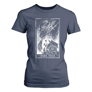 Baba Yaga House Tarot Card T Shirt For Women Botanical Slavic Folklore Pagan Witchy TS10 Navy Print Your Wear