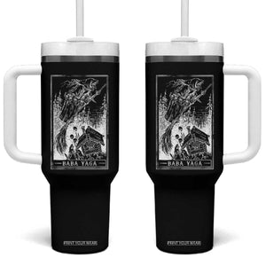 Baba Yaga House Tarot Card Tumbler With Handle Botanical Slavic Folklore Pagan Witchy TS10 One Size: 40 oz Black Print Your Wear
