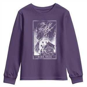 Baba Yaga House Tarot Card Youth Sweatshirt Botanical Slavic Folklore Pagan Witchy TS10 Purple Print Your Wear