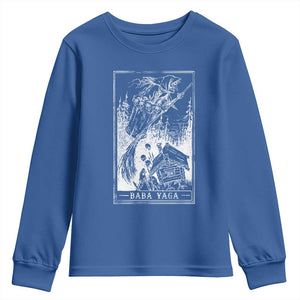 Baba Yaga House Tarot Card Youth Sweatshirt Botanical Slavic Folklore Pagan Witchy TS10 Royal Blue Print Your Wear