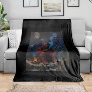 Funny Smoking Bigfoot Throw Blanket Vintage Cigarette Sasquatch UFO Cryptid Meme TS10 Print Your Wear