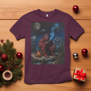 Funny Smoking Bigfoot T Shirt Vintage Cigarette Sasquatch UFO Cryptid Meme TS10 Maroon Print Your Wear