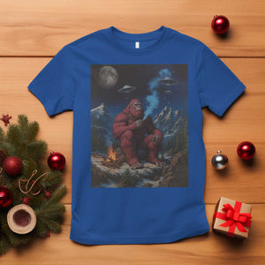Funny Smoking Bigfoot T Shirt Vintage Cigarette Sasquatch UFO Cryptid Meme TS10 Royal Blue Print Your Wear