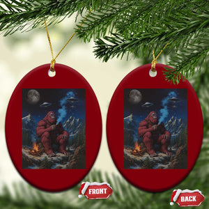 Funny Smoking Bigfoot Ceramic Ornament Vintage Cigarette Sasquatch UFO Cryptid Meme TS10 Print Your Wear