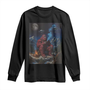 Funny Smoking Bigfoot Long Sleeve Shirt Vintage Cigarette Sasquatch UFO Cryptid Meme TS10 Black Print Your Wear