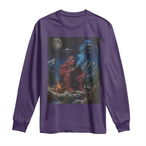 Funny Smoking Bigfoot Long Sleeve Shirt Vintage Cigarette Sasquatch UFO Cryptid Meme TS10 Purple Print Your Wear