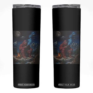 Funny Smoking Bigfoot Skinny Tumbler Vintage Cigarette Sasquatch UFO Cryptid Meme TS10 Black Print Your Wear