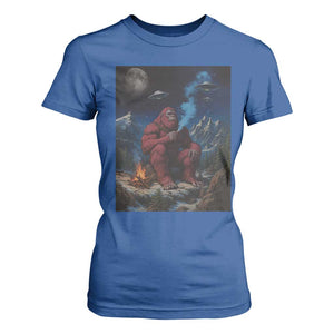 Funny Smoking Bigfoot T Shirt For Women Vintage Cigarette Sasquatch UFO Cryptid Meme TS10 Royal Blue Print Your Wear