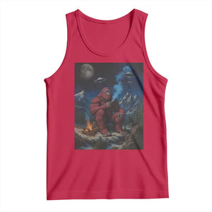 Funny Smoking Bigfoot Tank Top Vintage Cigarette Sasquatch UFO Cryptid Meme TS10 Red Print Your Wear