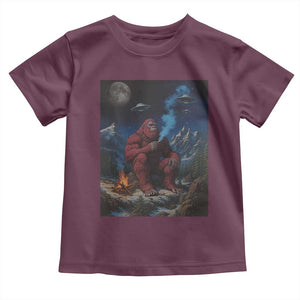 Funny Smoking Bigfoot Toddler T Shirt Vintage Cigarette Sasquatch UFO Cryptid Meme TS10 Maroon Print Your Wear