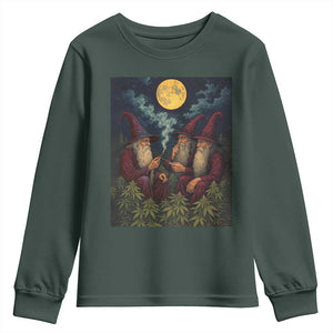 Wizard 420 Smoking Marijuana Youth Sweatshirt Funny Stoner Weed Lover Meme TS10 Dark Forest Green Print Your Wear