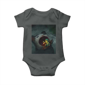 Funny Alien Cat Meme Baby Onesie Weird Silly TS10 Dark Heather Print Your Wear