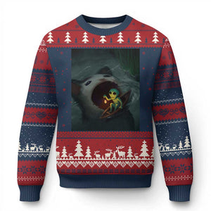 Funny Alien Cat Meme Ugly Christmas Sweater Weird Silly TS10 Navy Red Print Your Wear