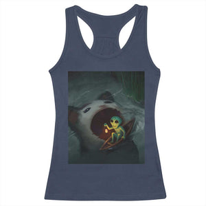 Funny Alien Cat Meme Racerback Tank Top Weird Silly TS10 Navy Print Your Wear