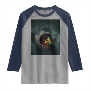 Funny Alien Cat Meme Raglan Shirt Weird Silly TS10 Sport Gray Navy Print Your Wear