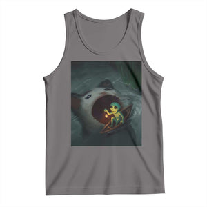 Funny Alien Cat Meme Tank Top Weird Silly TS10 Deep Heather Print Your Wear
