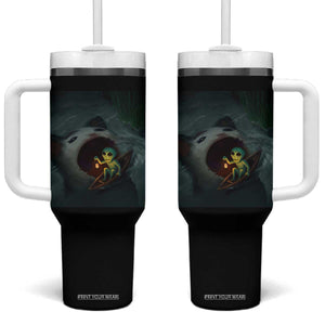 Funny Alien Cat Meme Tumbler With Handle Weird Silly TS10 One Size: 40 oz Black Print Your Wear