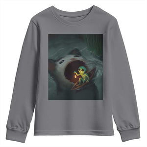 Funny Alien Cat Meme Youth Sweatshirt Weird Silly TS10 Charcoal Print Your Wear