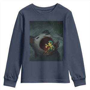 Funny Alien Cat Meme Youth Sweatshirt Weird Silly TS10 Navy Print Your Wear