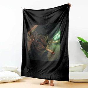 Funny Smoking Cat Throw Blanket Retro 90s Grunge Cat Selfie Streetwear Meme TS10 Print Your Wear
