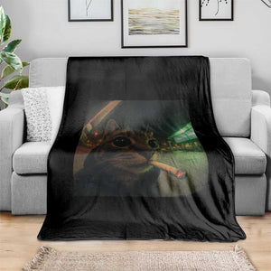 Funny Smoking Cat Throw Blanket Retro 90s Grunge Cat Selfie Streetwear Meme TS10 Print Your Wear