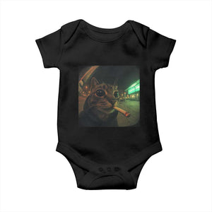 Funny Smoking Cat Baby Onesie Retro 90s Grunge Cat Selfie Streetwear Meme TS10 Black Print Your Wear