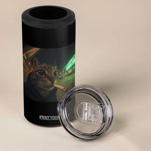 Funny Smoking Cat 4 in 1 Can Cooler Tumbler Retro 90s Grunge Cat Selfie Streetwear Meme TS10 Print Your Wear