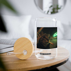 Funny Smoking Cat Glass Can Retro 90s Grunge Cat Selfie Streetwear Meme TS10 Print Your Wear